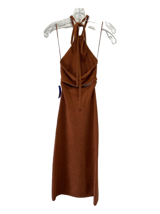 Cult Gaia Size XS Brown Cotton Blend Knit Maxi Halter Cutout Dress Brown / XS