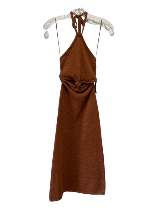 Cult Gaia Size XS Brown Cotton Blend Knit Maxi Halter Cutout Dress Brown / XS