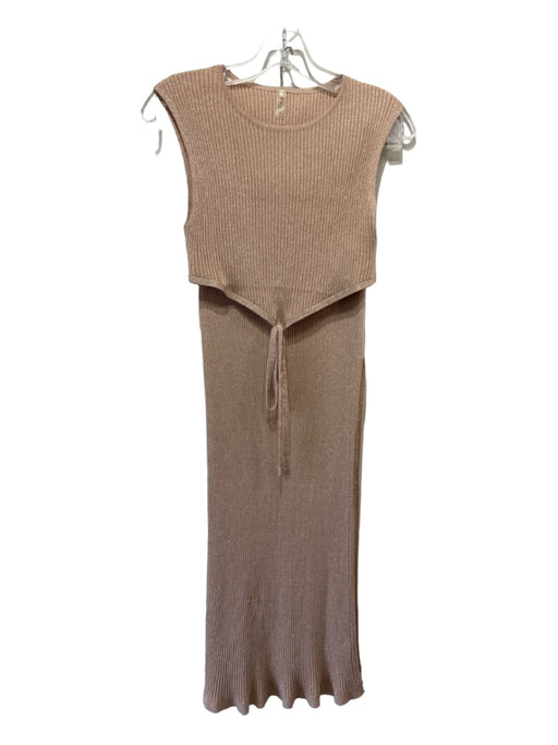 Devon Windsor Size XS Peach Polyamide Blend Ribbed Metalic Threading Skirt Set Peach / XS