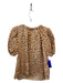 Ulla Johnson Size 2 Beige & Orange Silk Cheetah Elastic Neck 1/2 Puff Sleeve Top Beige & Orange / 2