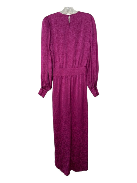 Ronny Kobo Size XS Purple Silk Blend Floating Crystals Long Sleeve Midi Dress Purple / XS