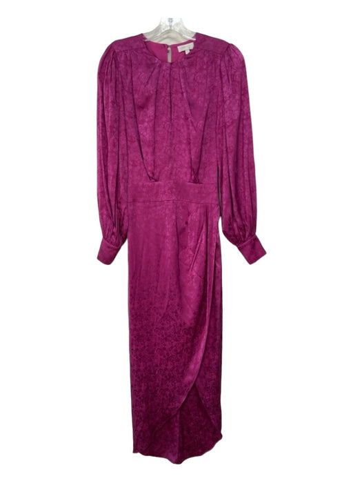 Ronny Kobo Size XS Purple Silk Blend Floating Crystals Long Sleeve Midi Dress Purple / XS