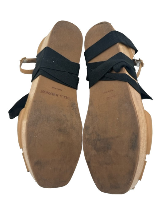 Ulla Johnson Shoe Size 37 Beige & Black Leather Ankle Tie Closed Toe Sandals Beige & Black / 37