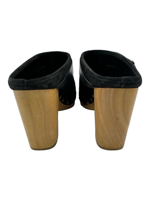 Veronica Beard Shoe Size 7 Black & Beige Suede Clog Round Toe Stud Detail Pumps Black & Beige / 7