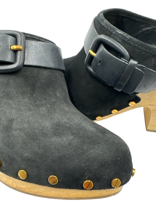 Veronica Beard Shoe Size 7 Black & Beige Suede Clog Round Toe Stud Detail Pumps Black & Beige / 7