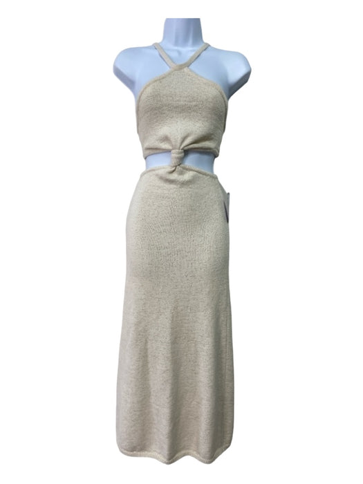 Cult Gaia Size XS Beige Cotton Blend Knit Halter Cut Out Middle Sleeveless Dress Beige / XS