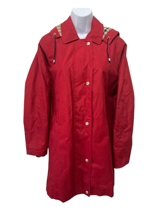 Burberry Size XS/S Red Polyester Novacheck Lining Pockets Detachable Hood Coat Red / XS/S