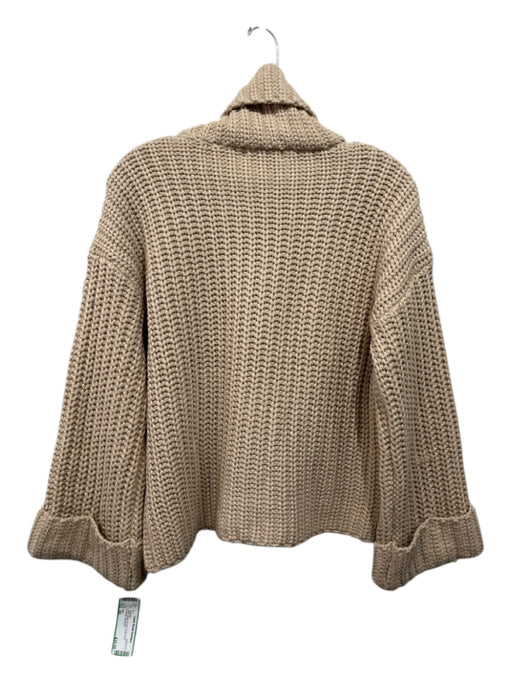 525 Size XS Beige Acrylic Turtle Neck Crochet Sweater Beige / XS