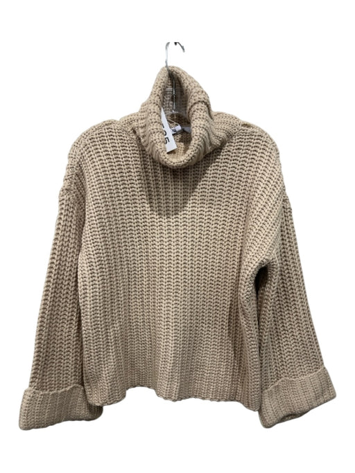 525 Size XS Beige Acrylic Turtle Neck Crochet Sweater Beige / XS