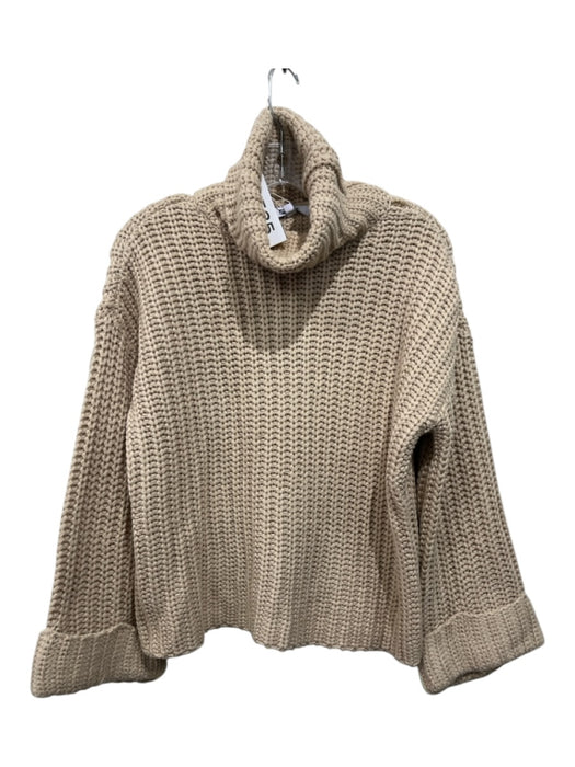 525 Size XS Beige Acrylic Turtle Neck Crochet Sweater Beige / XS