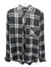 Rails Size S Black & White Rayon Button Up Flannel Chest Pocket Curved Hem Top Black & White / S