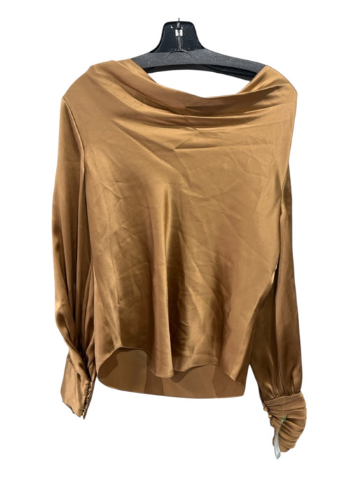 5a7 Cinq a Sept Size S Gold Silk Cowl Neck Top Gold / S