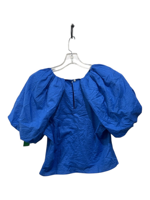 Frame Size M Blue Cotton Keyhole Puff Sleeve Top Blue / M