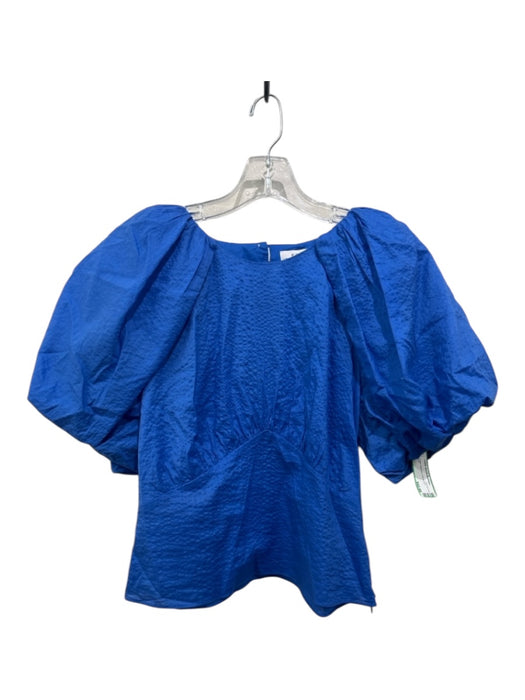 Frame Size M Blue Cotton Keyhole Puff Sleeve Top Blue / M