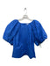 Frame Size M Blue Cotton Keyhole Puff Sleeve Top Blue / M