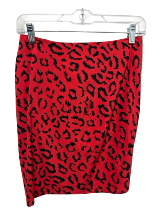 A.L.C. Size 2 Red & Black Silk Blend Animal Zip Detail Ruffle A line Skirt Red & Black / 2