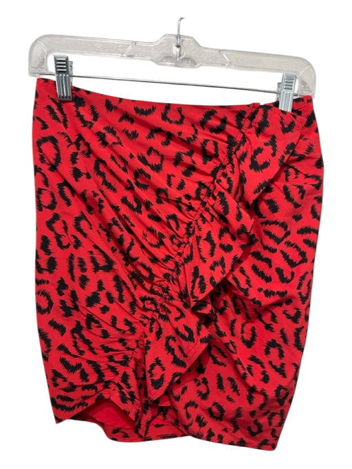 A.L.C. Size 2 Red & Black Silk Blend Animal Zip Detail Ruffle A line Skirt Red & Black / 2