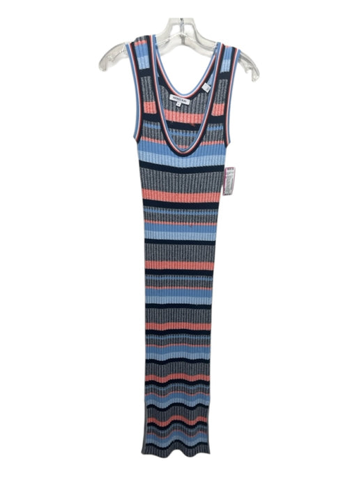 Veronica Beard Size XS Blue, Navy, Orange Rayon Blend Sleeveless Striped Dress Blue, Navy, Orange / XS