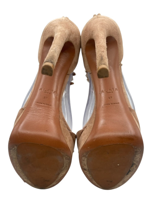 Alaia Shoe Size 37 Dark Beige Suede Almond Toe Floral Embellishments Pumps Dark Beige / 37