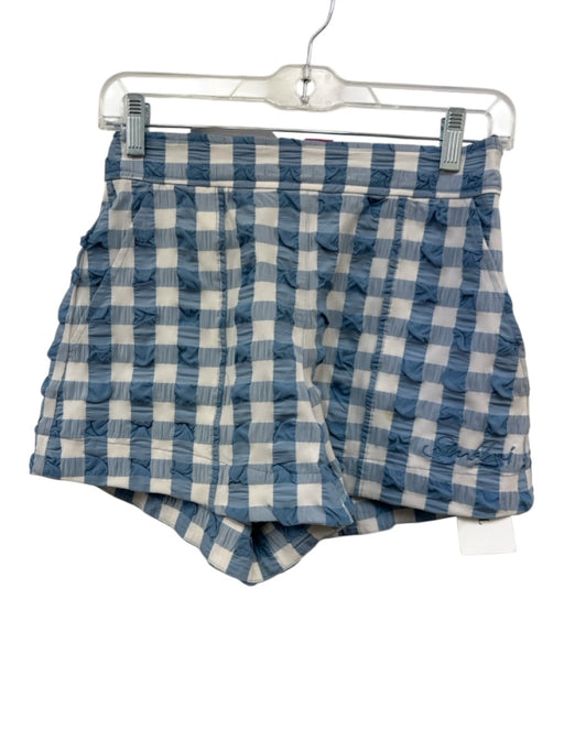 Simkhai Size XS Blue & White Polyester Gingham Checked Embroidered Shorts Blue & White / XS