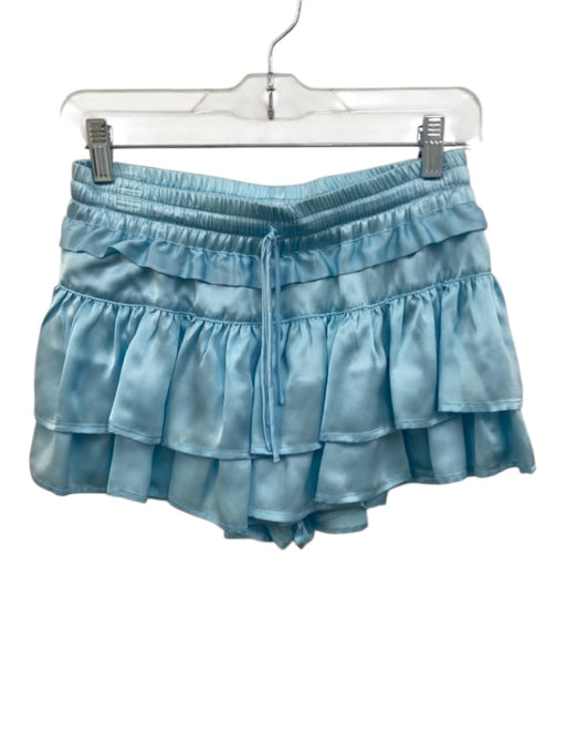 Shug! Size S Light Blue Silk Elastic Waist Tiered Mini Skirt Light Blue / S