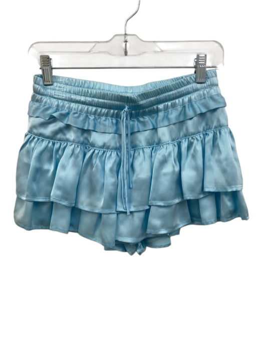 Shug! Size S Light Blue Silk Elastic Waist Tiered Mini Skirt Light Blue / S