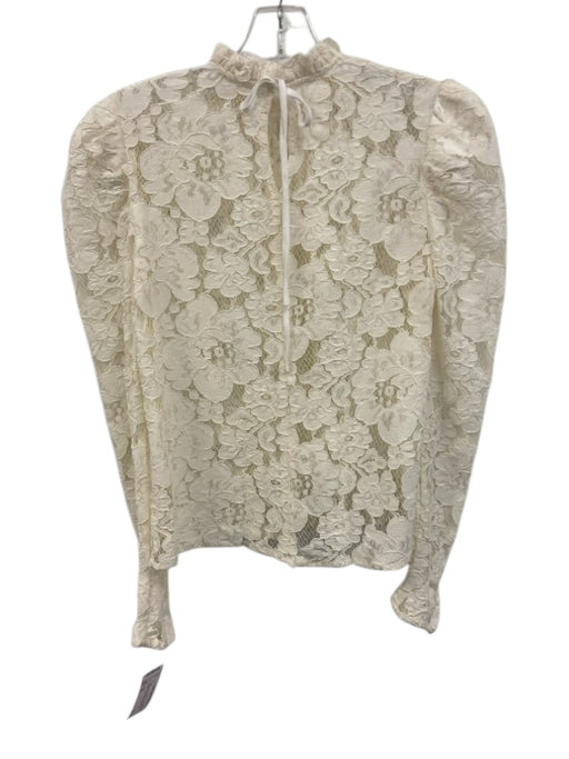Wayf Size XS Off White No Fabric Tag Lace Mock Neck Keyhole Back Top Off White / XS