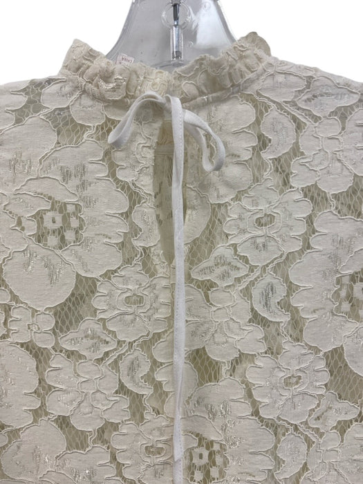 Wayf Size XS Off White No Fabric Tag Lace Mock Neck Keyhole Back Top Off White / XS