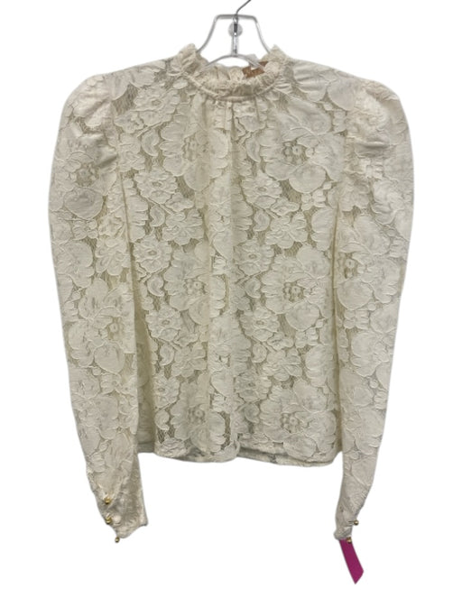 Wayf Size XS Off White No Fabric Tag Lace Mock Neck Keyhole Back Top Off White / XS