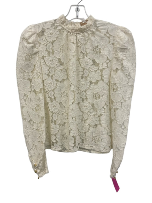 Wayf Size XS Off White No Fabric Tag Lace Mock Neck Keyhole Back Top Off White / XS