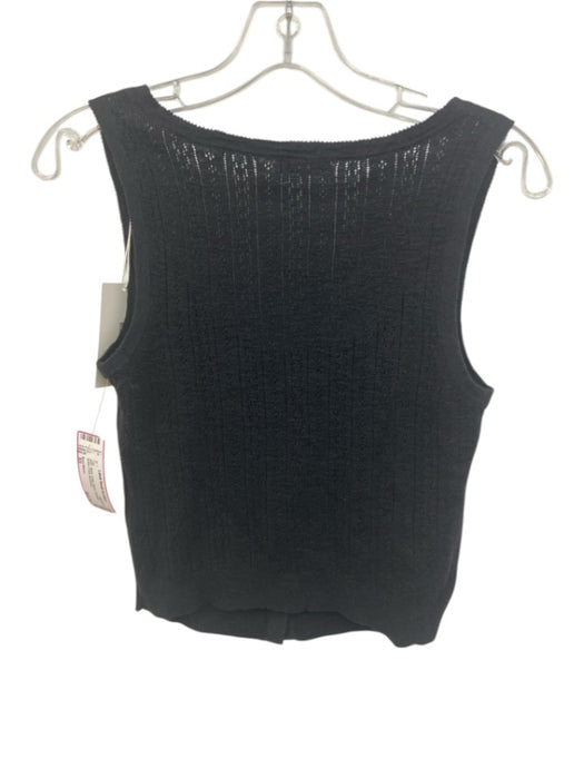 Buck Mason Size XS Black Cotton Blend Pointelle Button Front Top Black / XS