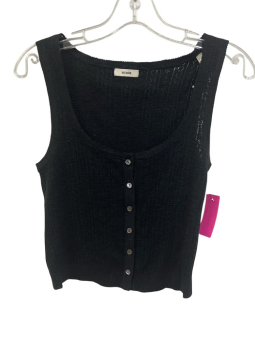 Buck Mason Size XS Black Cotton Blend Pointelle Button Front Top Black / XS