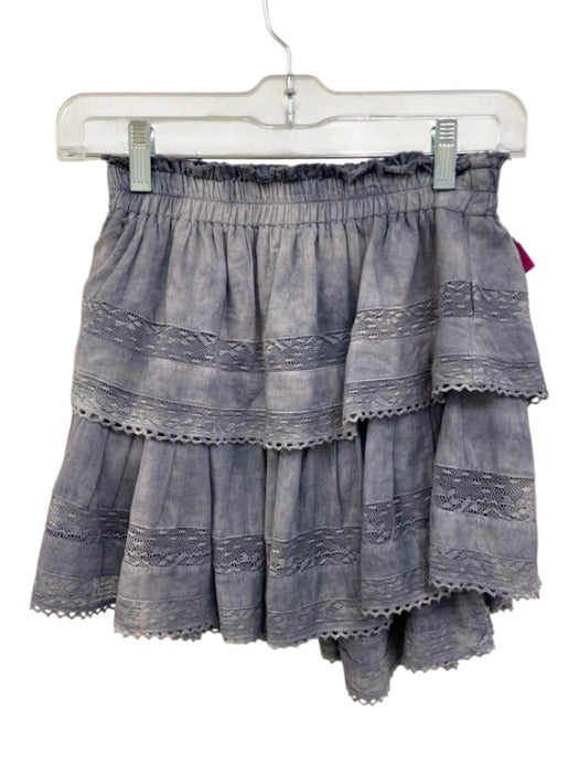 Loveshackfancy Size S Grey Cotton Tiered Elastic Waist Mini Tie Dye Skirt Grey / S