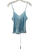 Shug! Size M Blue Silk V Neck Adjustable Strap Satin Drawstring Waist Top Blue / M