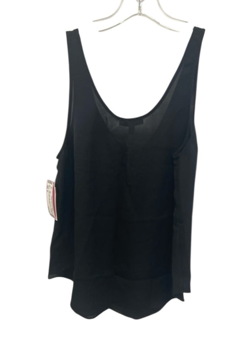 Joie Size S Black Silk Sleeveless 1/4 Button Semi Sheer Top Black / S