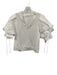 Marie Oliver Size S White Cotton V Neck Puff Sleeve Mixed Fabric Top White / S