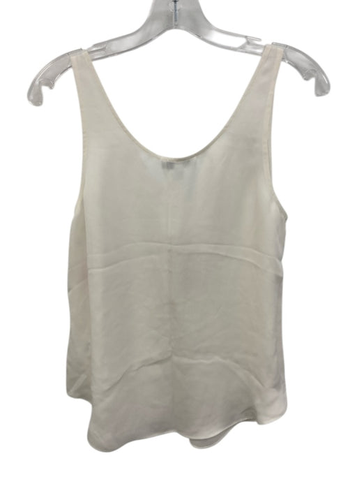 Joie Size S White Silk Sleeveless 1/4 Button Semi Sheer Top White / S