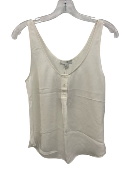 Joie Size S White Silk Sleeveless 1/4 Button Semi Sheer Top White / S