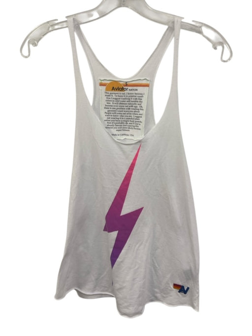 Aviator Nation Size S White Cotton Blend Racer Back Athleisure Top White / S