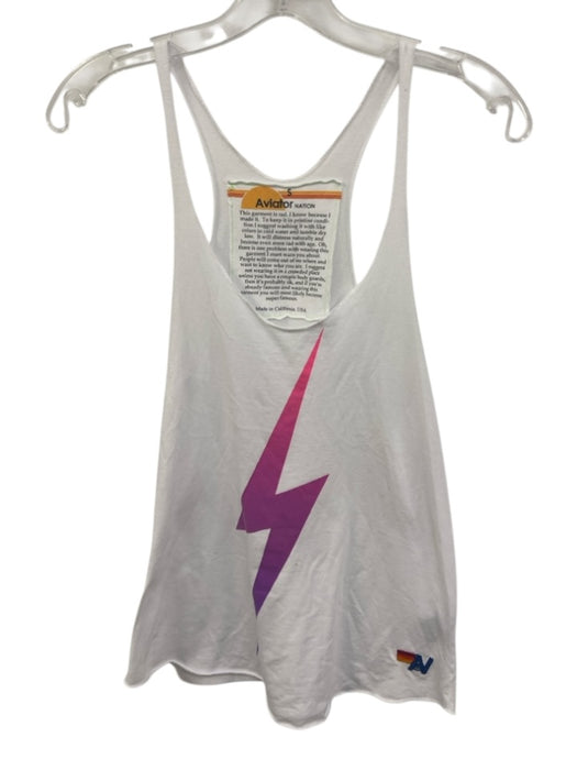 Aviator Nation Size S White Cotton Blend Racer Back Athleisure Top White / S