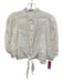 Lanhtropy Size S White Linen Button Front Puff Sleeve Tie Front Top White / S