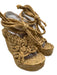 Paloma Barcelo Shoe Size 39 Brown Straw open toe Wedge Tie Ankle Sandals Brown / 39