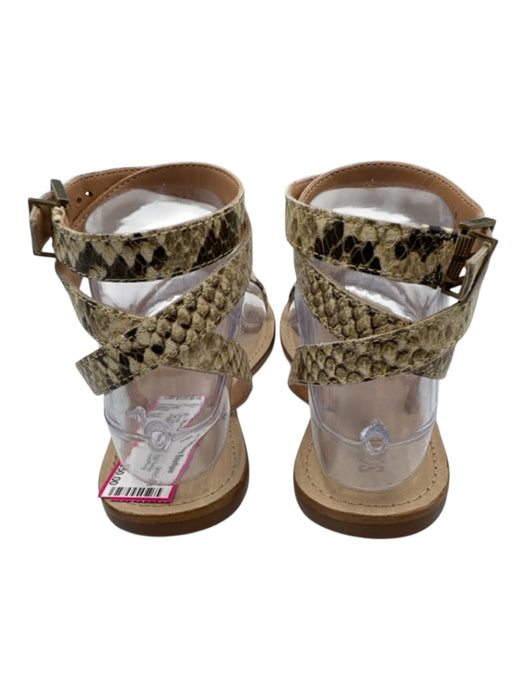 Schutz Shoe Size 6B Tan Leather T Toe Ankle Buckle Snakeskin Open Toe Sandals Tan / 6B