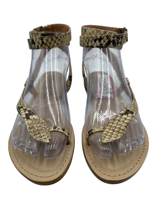 Schutz Shoe Size 6B Tan Leather T Toe Ankle Buckle Snakeskin Open Toe Sandals Tan / 6B