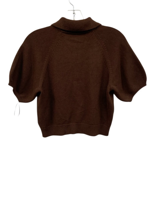 Paige Size XS Brown Cotton & Nylon ribbed hem Collared Top Brown / XS