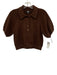 Paige Size XS Brown Cotton & Nylon ribbed hem Collared Top Brown / XS