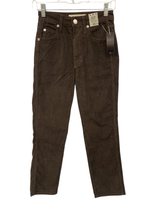 AMO Size 23 Brown Cotton Corduroy High Rise Straight Leg Pants Brown / 23