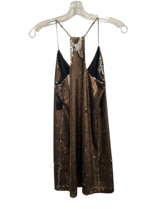 Lavender Brown Size XS Bronze Polyester Sequins Sleeveless V Neck Dress Bronze / XS