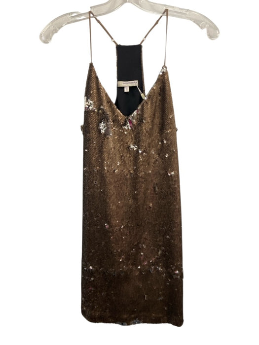 Lavender Brown Size XS Bronze Polyester Sequins Sleeveless V Neck Dress Bronze / XS