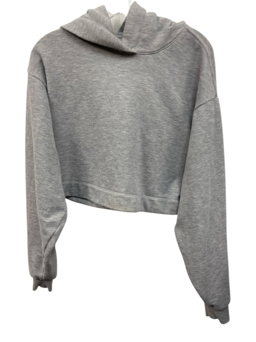 Alo Size XS Light Grey Cotton & Polyester Cropped Hood Heathered Sweatshirt Light Grey / XS